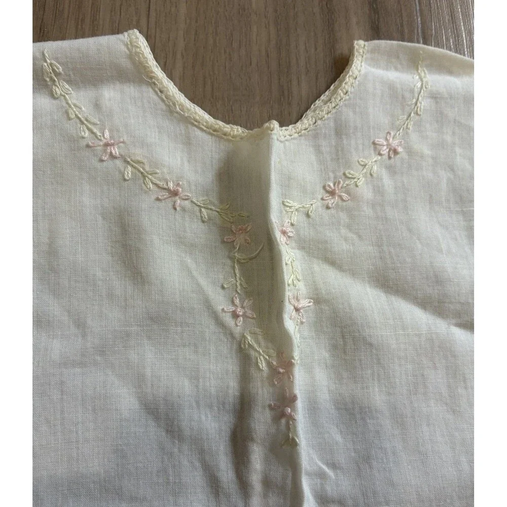 Lot of 3 Vintage Baby Dresses Day Gowns Handmade Embroidered White Pintuck